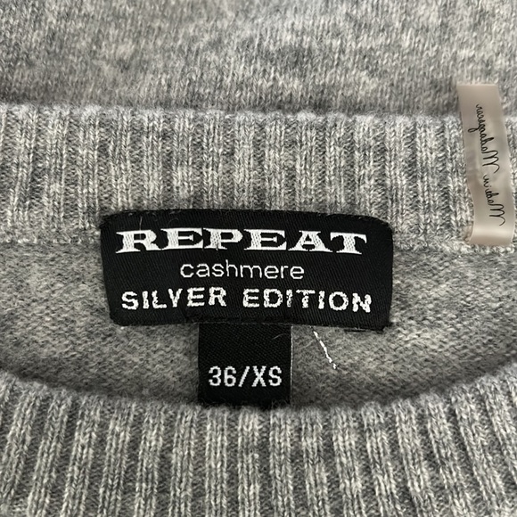 REPEAT 100% Cashmere Silver Edition Intarsia Sweater in Grey Knot Size XS - Picture 8 of 9
